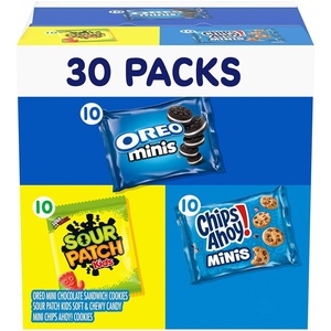 image:imageNabisco Cookies and Candy Variety Pack SOUR PATCH KIDS Soft amp Chewy Gummy Candy OREO Minis and CHIPS AHOY Minis Cookies 30 Snack Packs