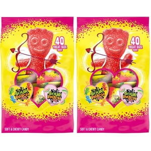 image:imageSOUR PATCH KIDS Soft amp Chewy Gummy Valentines Day Candy Variety Pack 40ct  Original and Watermelon Bulk Candy Individually Wrapped Treat Size BagsMedium Pack of 2